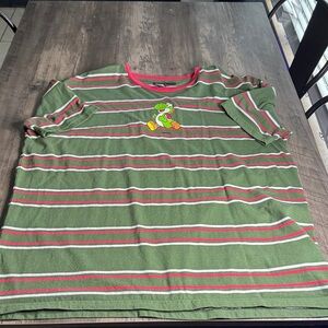 Men's Super Mario Yoshi Green Striped Tee